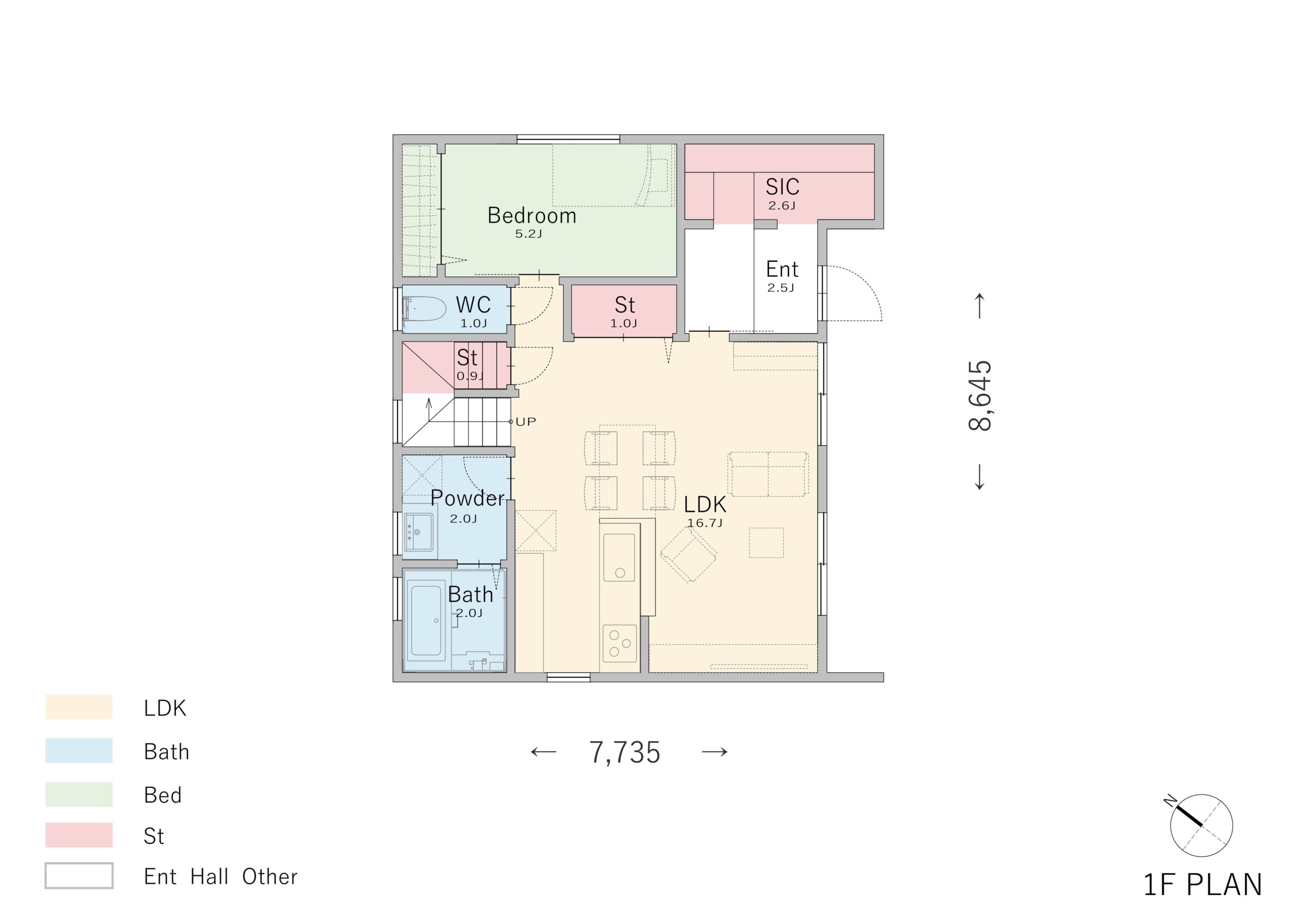 間取り①家事をしながら家族団らんの時間をつくれるLDK【16.7帖】