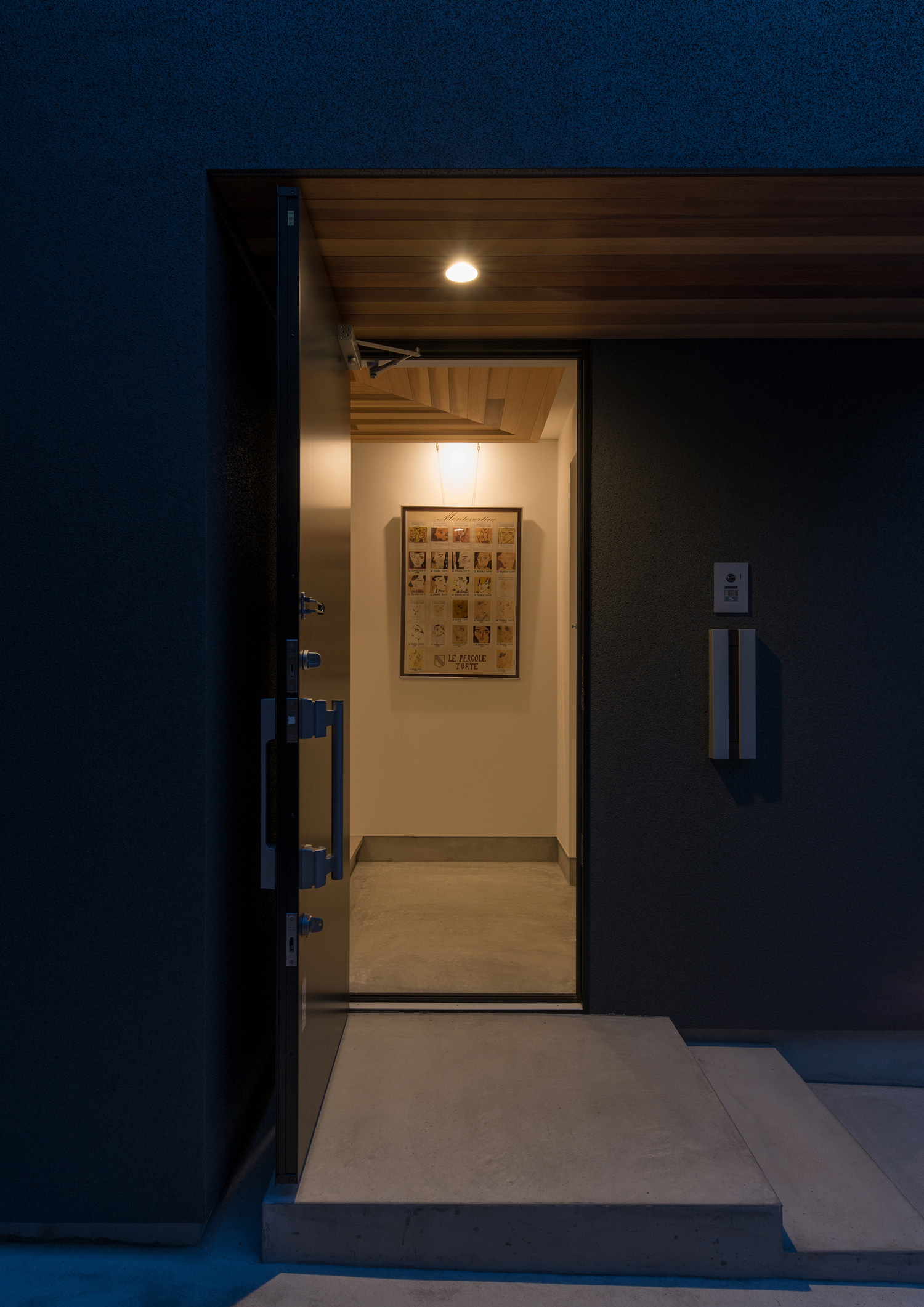 玄関扉を開けた先にアートが飾られている様子・デザイン住宅 注文住宅・デザイン住宅建築実例_『CASE564 高尾の家』_外観