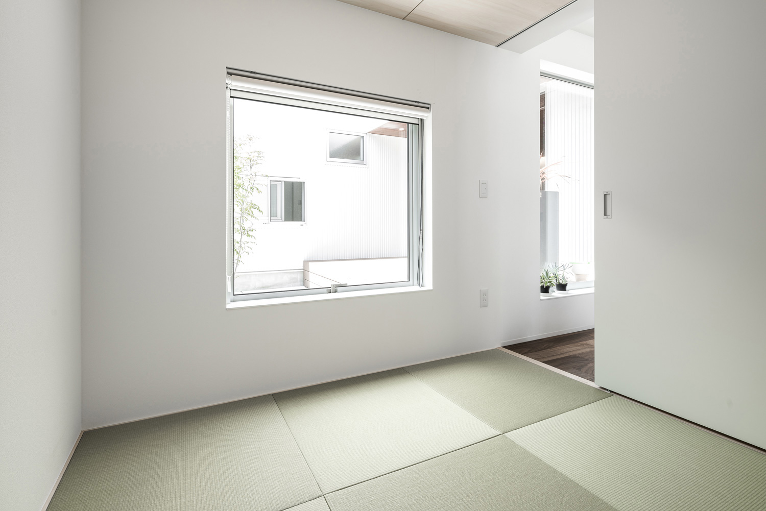 中庭が見える窓がある琉球畳の和室・デザイン住宅 注文住宅・デザイン住宅建築実例_『CASE589 pinwheel』_和室