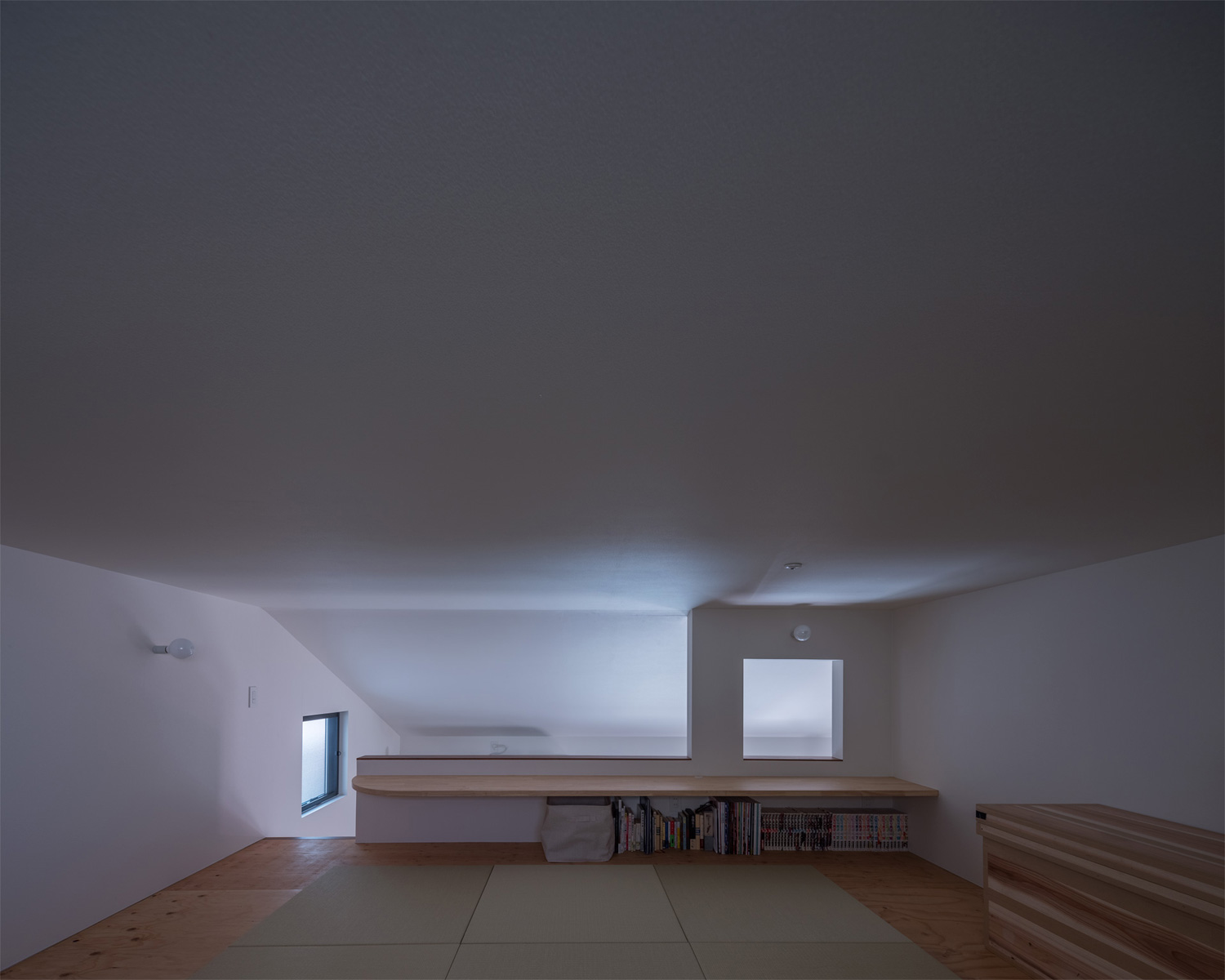 琉球畳を敷いて吹き抜けに面したデスクスペースを設けたロフト・デザイン住宅 注文住宅・デザイン住宅建築実例_『CASE622 fit』_ロフト