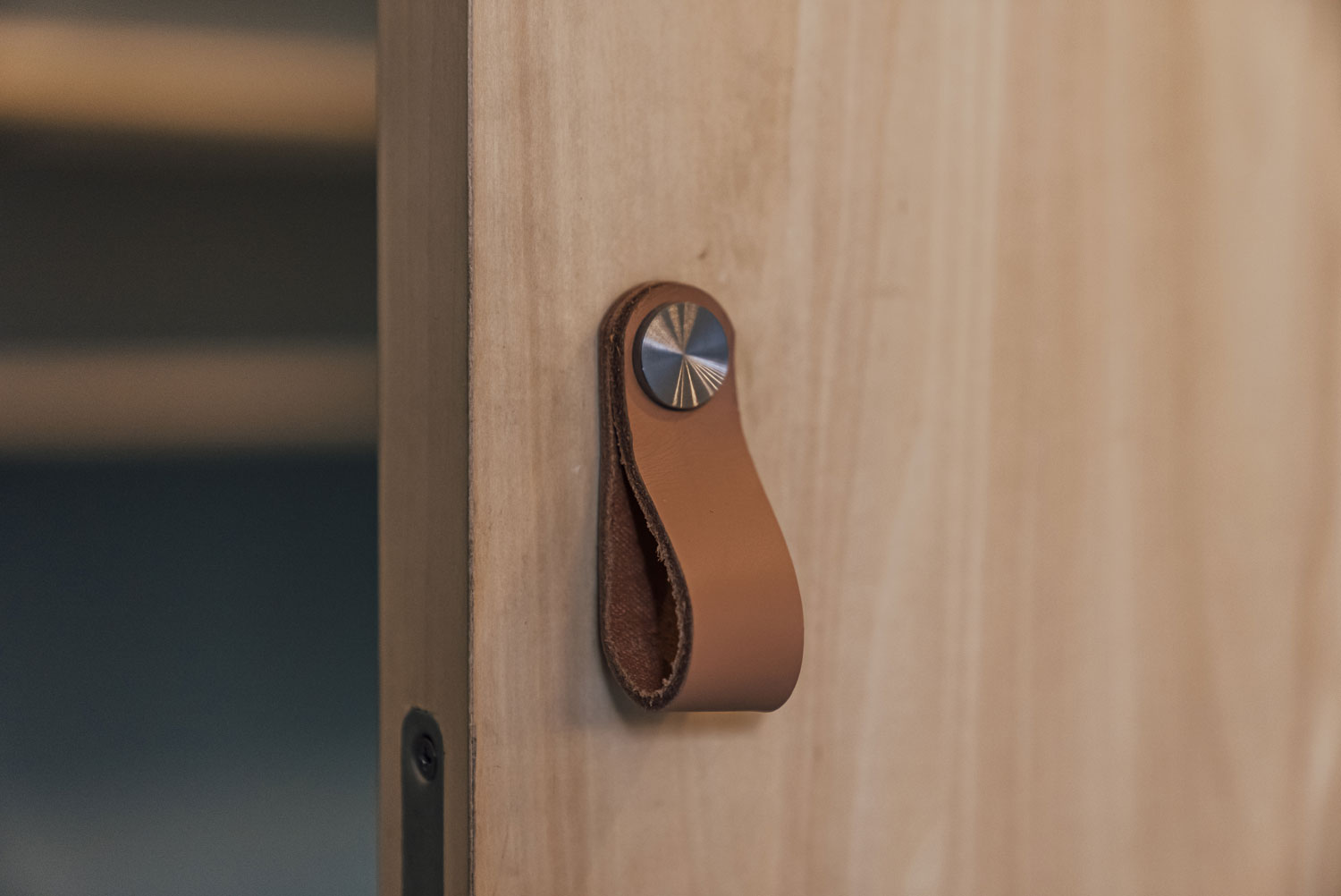 注文住宅・引き戸・革製ハンドル・ドアハンドル 注文住宅・デザイン住宅建築実例_『CASE736 アンモナイト』_ドア