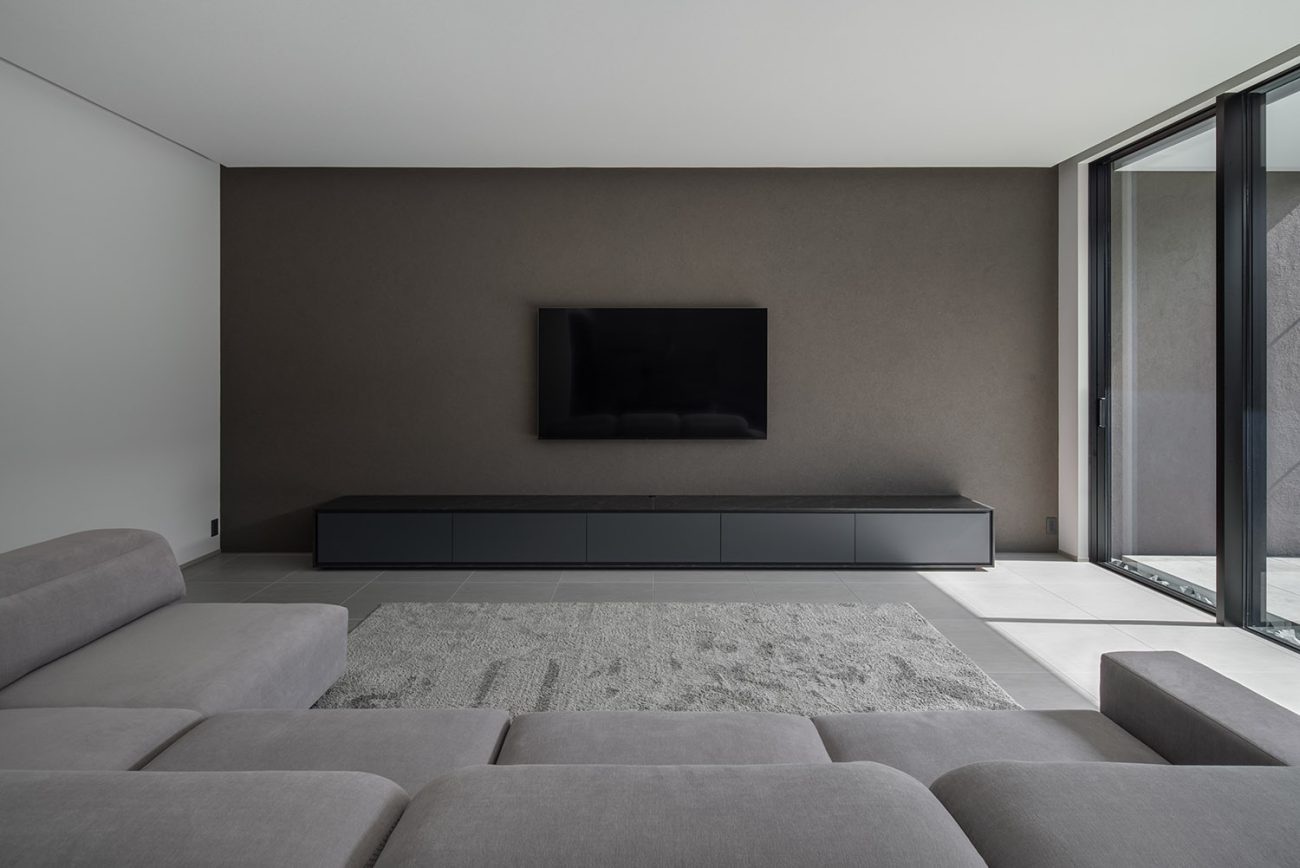 デザイン住宅建築実例_外観・注文住宅『CASE787 Monotone Nest』の建築実例・施⼯例の写真_LDK