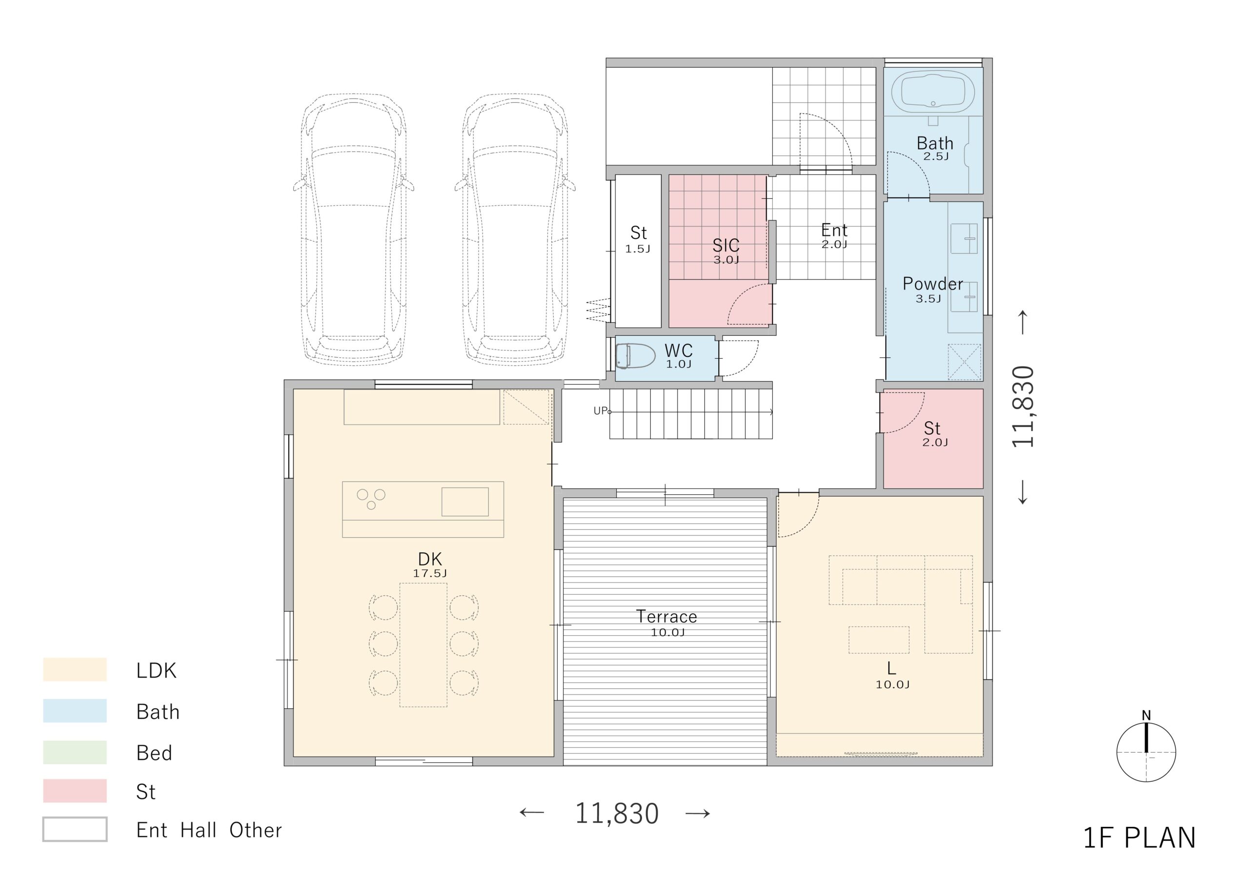 間取り③DKとLを分けたテラスのあるLDK【27.5帖】